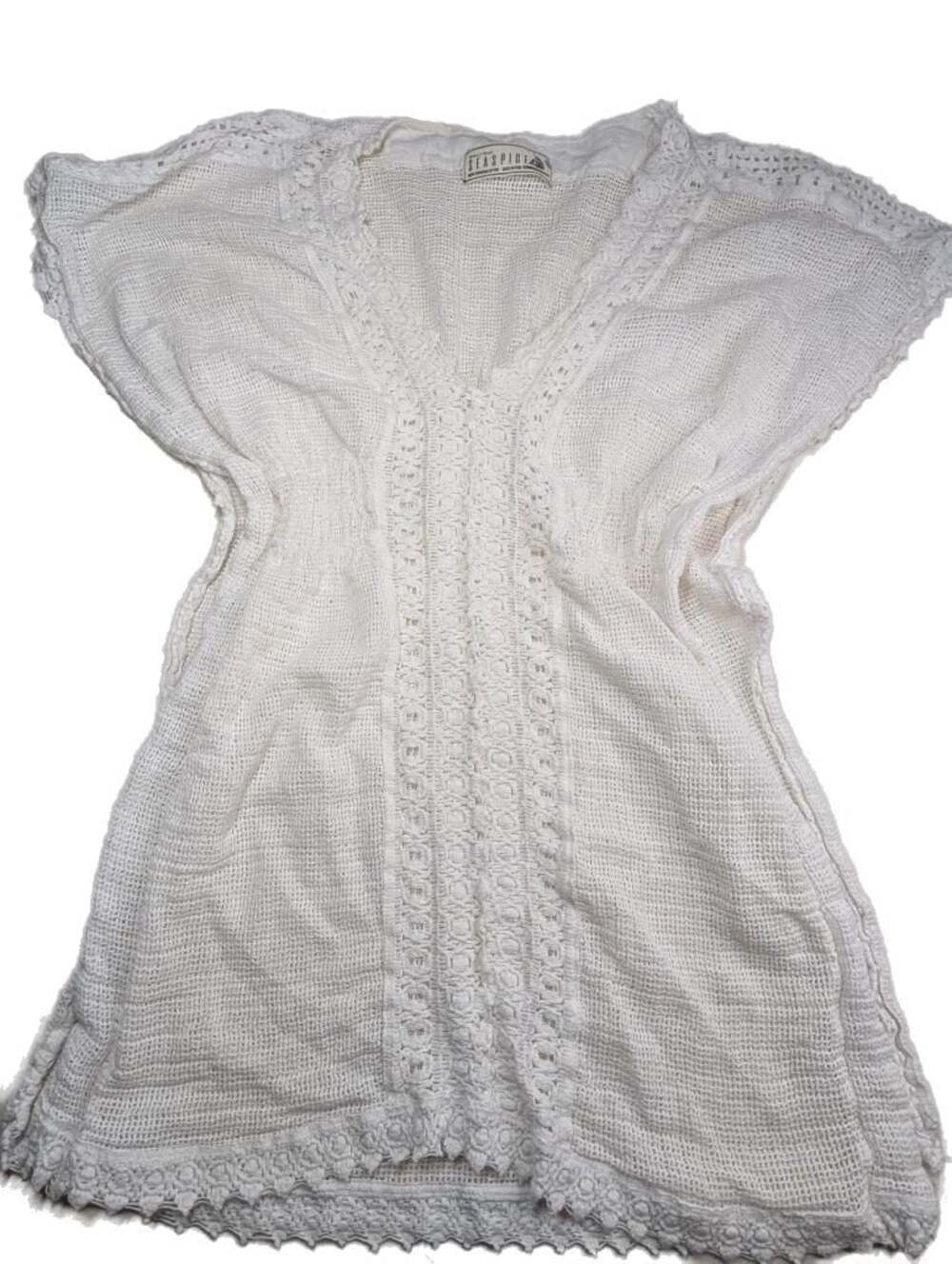 Seaspice Resort Wear White Crochet Cover Up Dress Size S